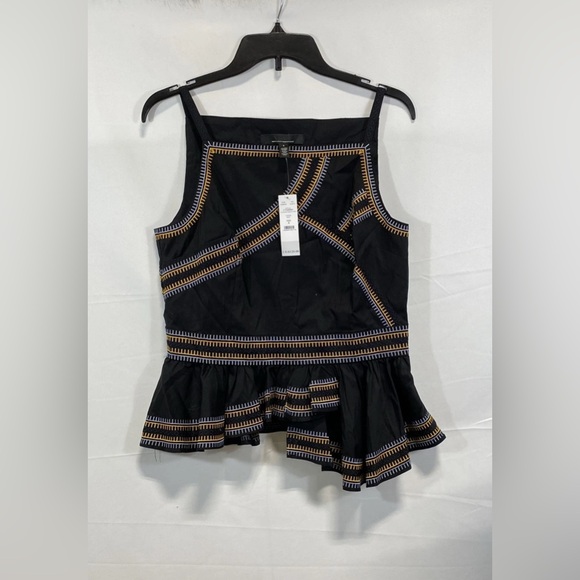 White House Black Market Tops - White House Black Market Black Peplum Top with Embroidery